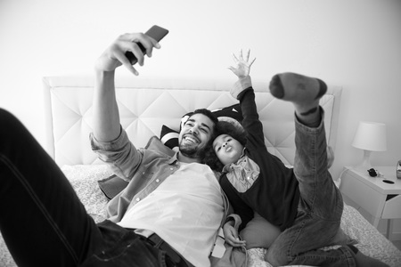 Dad and son playing around