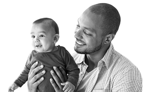 Dad holding baby